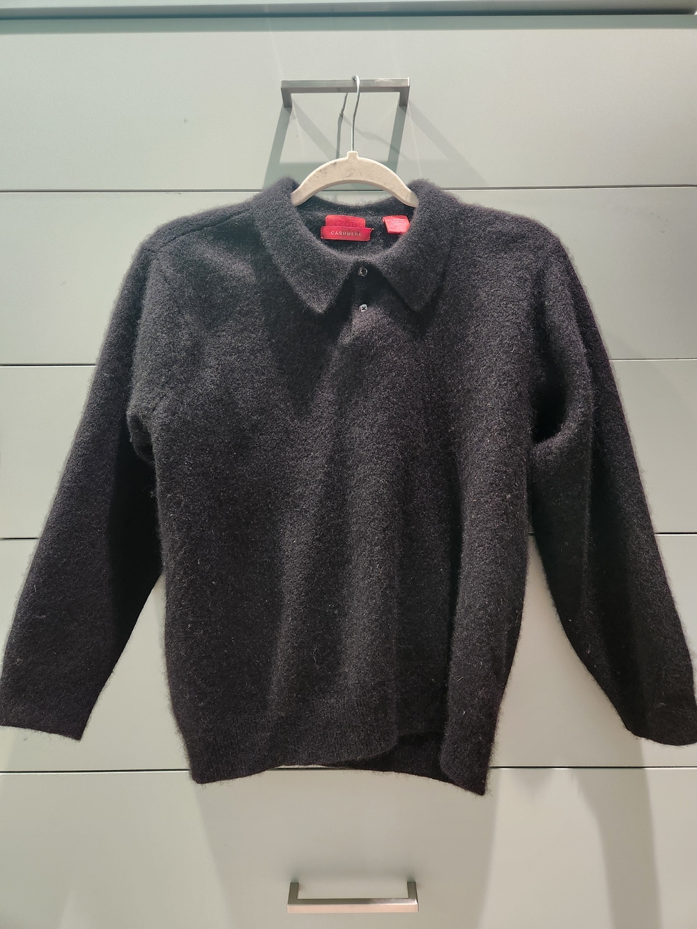Izod 100% Cashmere Black Polo-Collar Sweater